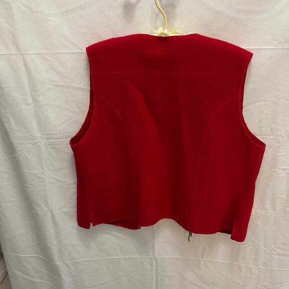 Bernardo Essentials 100% Wool Red Size Large Zipper Vest - Picture 2 of 10
